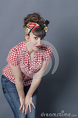 Listening young woman for opportunity, openness, curiosity or kindness Stock Photo