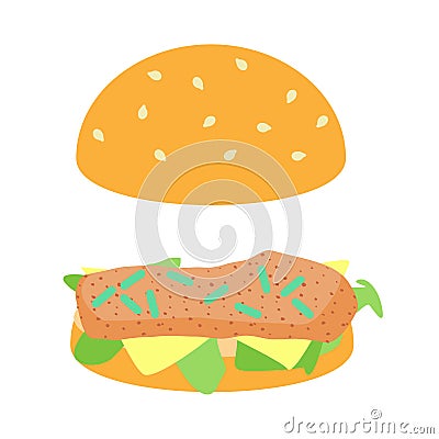 Listeria in hamburger concept Vector Illustration