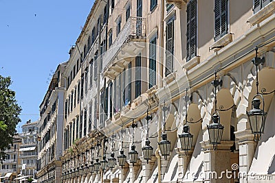 Liston square old Corfu town Stock Photo