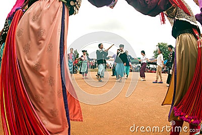 Lisu hill tribe traditional dancing in Thailand. Editorial Stock Photo