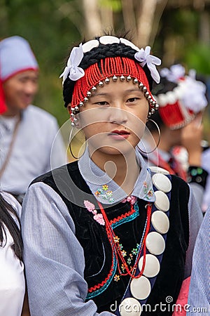 Lisu People with traditional dress. Lisu- a tribe of Arunachal Pradesh. Editorial Stock Photo