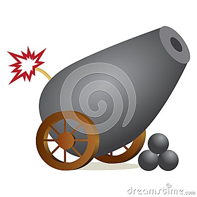 Lit Cannon Icon Vector Illustration