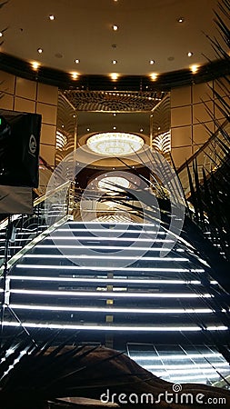 Staircase inside MSC Music ship Editorial Stock Photo