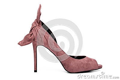 Lite Pink Ladies High Heel Shoe Isolated on White Stock Photo