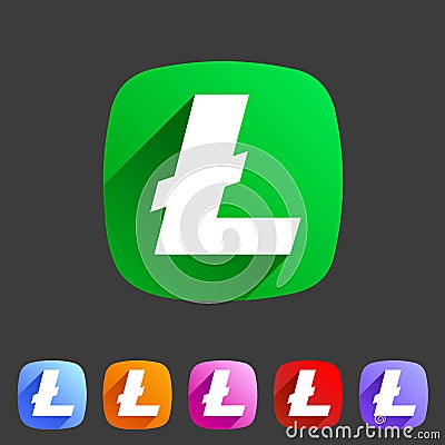 Litecoin cryptocurrency icon flat web sign symbol logo label Vector Illustration