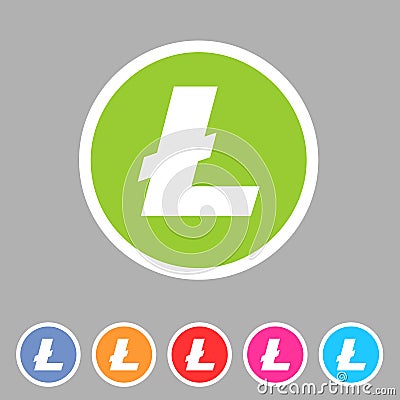 Litecoin cryptocurrency icon flat web sign symbol logo label Vector Illustration