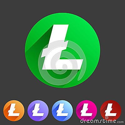 Litecoin cryptocurrency icon flat web sign symbol logo label Vector Illustration