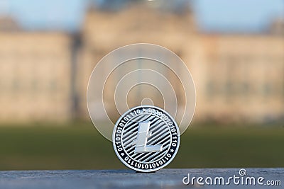 Litecoin in front of german bundestag berlin Stock Photo
