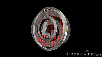 Litecoin symbol, close up view of silver cryptocurrency coin with binary code on black background, side view, 3D rendering Stock Photo