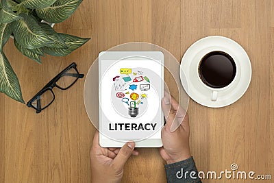 LITERACY Education School Financial Literacy to Education Cartoon Illustration