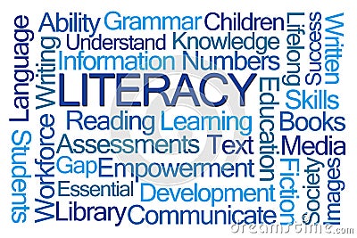 Literacy Word Cloud Stock Photo