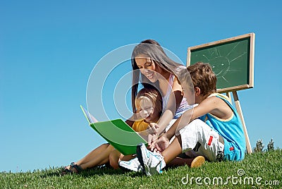 Literature lesson outdoor Stock Photo