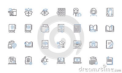 Literature line icons collection. Prose, Poetry, Fiction, Nonfiction, Drama, Narrative, Plot vector and linear Vector Illustration