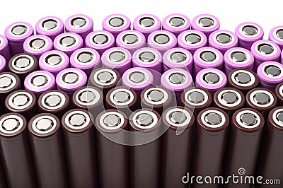 Lithium ion 18650 size industrial batteries Stock Photo