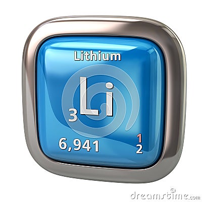 Lithium Li chemical element from the periodic table blue icon Cartoon Illustration