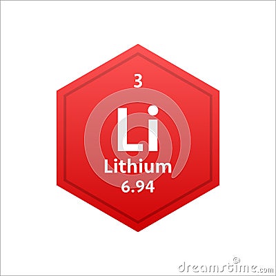 lithium symbol. Chemical element of the periodic table. Vector stock illustration. Vector Illustration