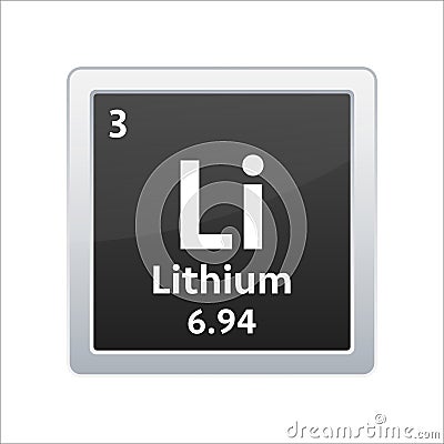 lithium symbol. Chemical element of the periodic table. Vector stock illustration. Vector Illustration