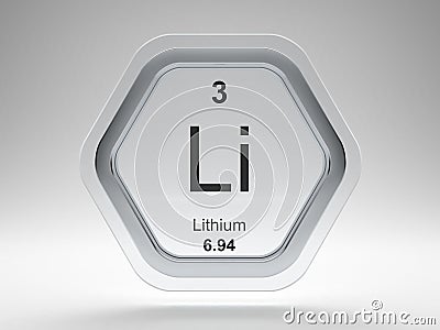 Lithium symbol hexagon frame Stock Photo