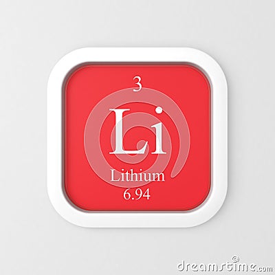 Lithium symbol on red rounded square Stock Photo