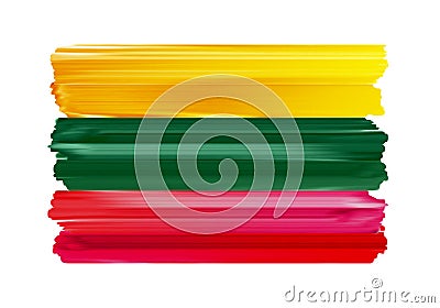 Lithuania colorful brush strokes painted flag. Vector Illustration