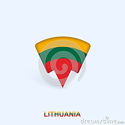 Lithuania Flag Map Pointer Design with Shadow Vector Illustration