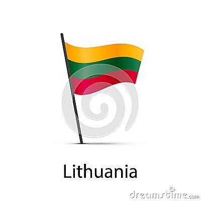 Lithuania flag on pole, infographic element on white Vector Illustration
