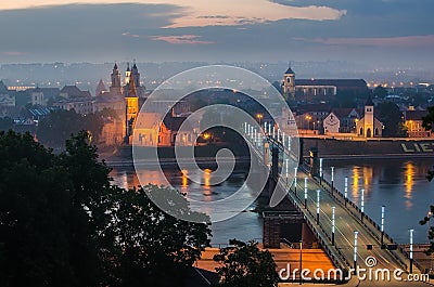 Lithuania. Kaunas Old Town in the fog Stock Photo