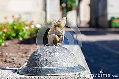 LITHUANIA, KLAIPEDA - JULY 20, 2016: Sculpture of nice mouse. Editorial Stock Photo