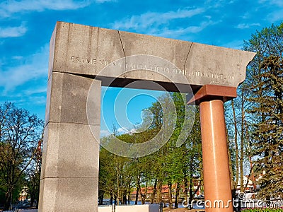 Lithuania, Klaipeda. Monument Arch in honor of the 80 anniversary of association of Lithuania Stock Photo