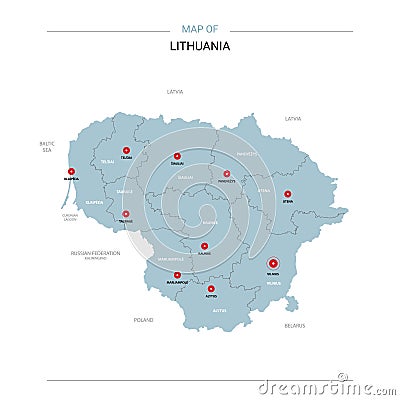 Lithuania map vector with red pin Vector Illustration