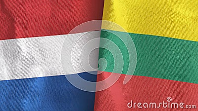 Lithuania and Netherlands two flags textile cloth 3D rendering Stock Photo