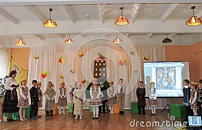 Lithuanian children celebrate Independence Day Editorial Stock Photo