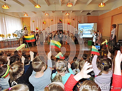 Lithuanian children celebrate Independence Day Editorial Stock Photo