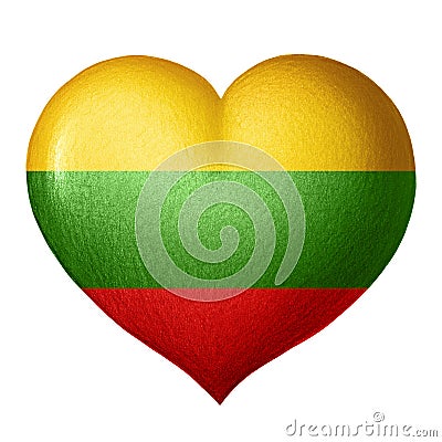 Lithuanian flag heart isolated on white background. Pencil drawing Stock Photo