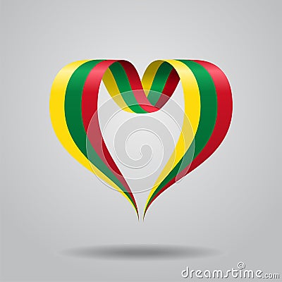 Lithuanian flag heart-shaped ribbon. Vector illustration. Vector Illustration