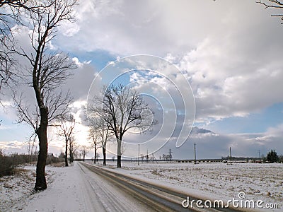 Lithuanian highroad in winter Stock Photo