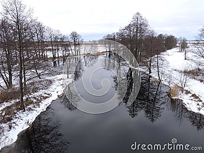 Lithuanian landscape in winter Stock Photo
