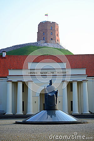 Lithuanian national museum and sculpture in Vilnius city Editorial Stock Photo