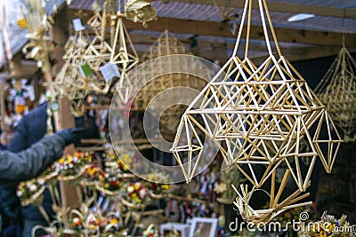 Lithuanian traditional craft, straw decoration Stock Photo