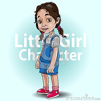 Litle girl charater vector Vector Illustration