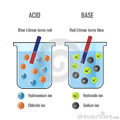 Litmus paper test of Acid and Base in Chemistry Laboratory Vector Illustration