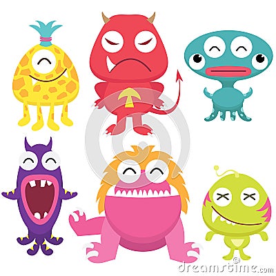 Litter Monsters Set Vector Illustration