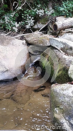 Litter waterfall pours Stock Photo