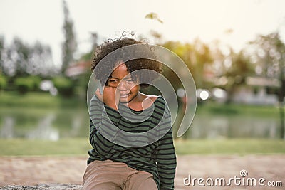 Little African american boy crying Stock Photo