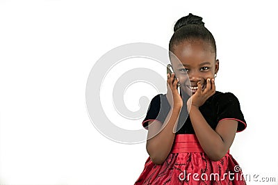 Little african american girl talking to the phone Stock Photo