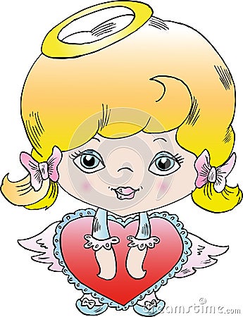 Little angel girl Vector Illustration