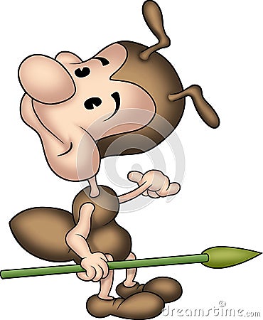 Little Ant 06 with spear Cartoon Illustration