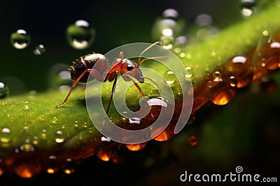Little ant. Mesmerizing macro photography. Beautiful illustration picture. Generative AI Cartoon Illustration