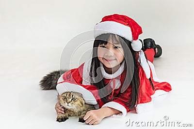 Little asian girl in christmas Stock Photo