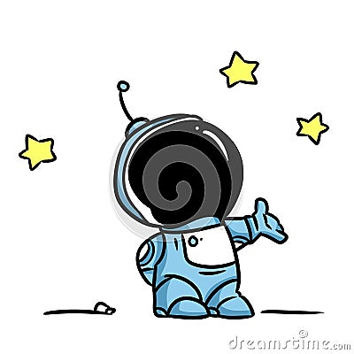 Little astronaut discovery star space character illustration cartoon Cartoon Illustration